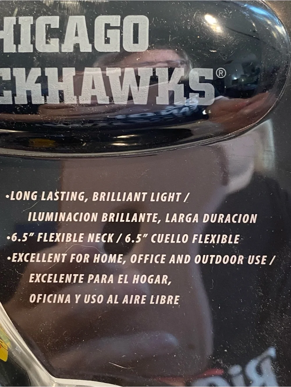 NHL Chicago Blackhawks Black LED Desk Lamp 6.5” Flexible Neck